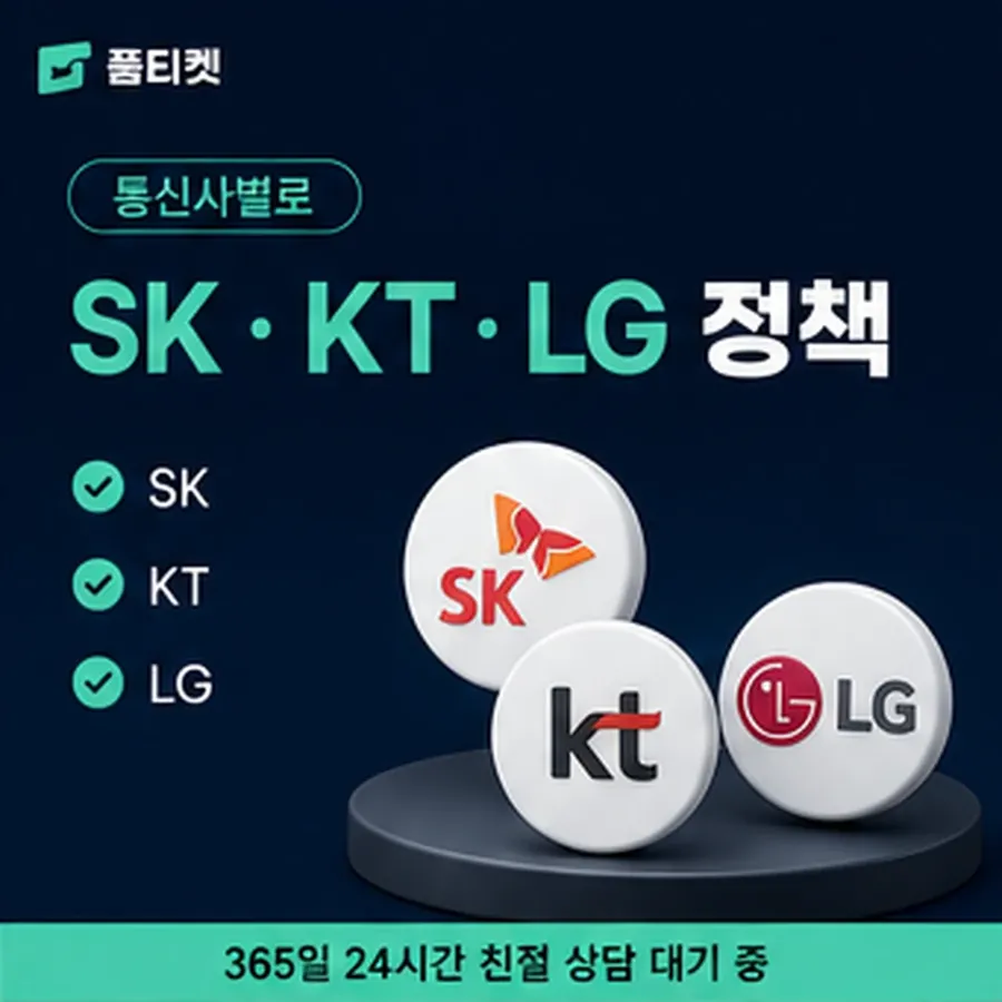 품티켓 skt 회선의 소액결제 업체 값이 정해지는 방식 안내 이미지